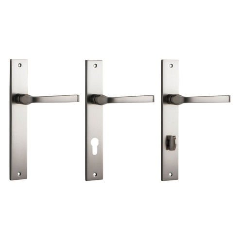 Iver Annecy Door Lever Handle on Rectangular Backplate Satin Nickel