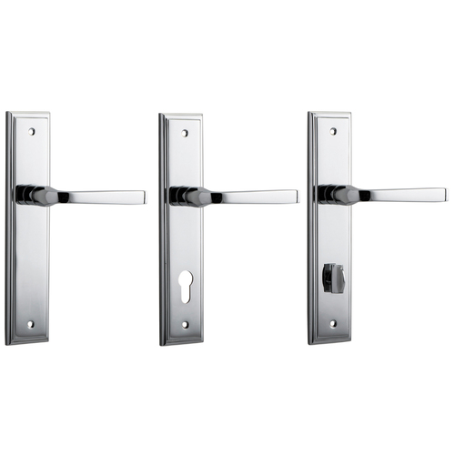 Iver Annecy Door Lever Handle on Stepped Backplate Chrome Plated