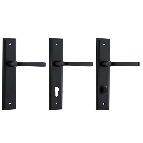 Iver Annecy Door Lever Handle on Stepped Backplate Matt Black