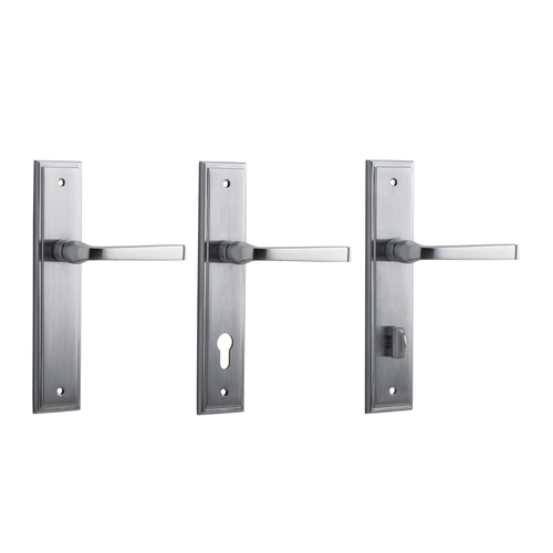 Iver Annecy Door Lever Handle on Stepped Backplate Brushed Chrome