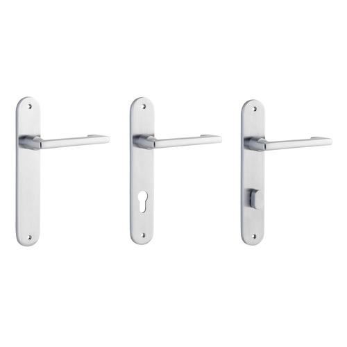Iver Baltimore Return Door Lever Handle on Oval Backplate Brushed Chrome