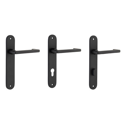 Iver Baltimore Return Door Lever Handle on Oval Backplate Matt Black