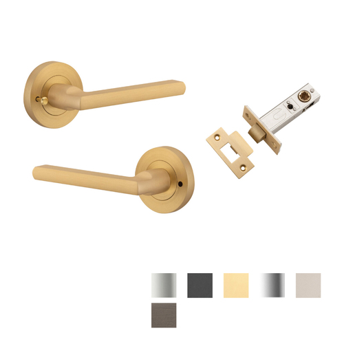 Iver Baltimore Door Lever Handle on Round Rose Inbuilt Privacy - Available in Various Finishes
