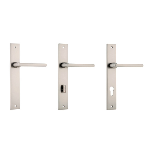 Iver Baltimore Door Lever Handle on Rectangular Backplate Satin Nickel