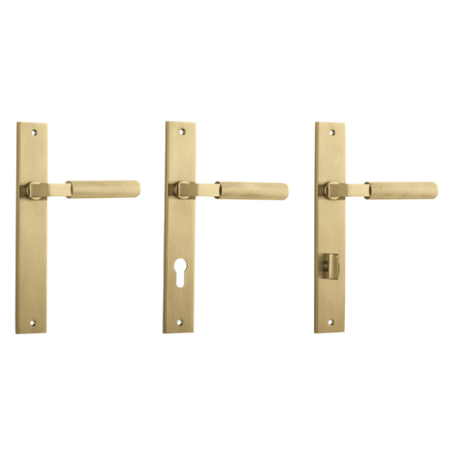 Iver Brunswick Door Lever on Rectangular Backplate Brushed Gold PVD