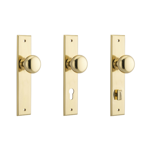 Iver Cambridge Door Knob on Chamfered Backplate Polished Brass