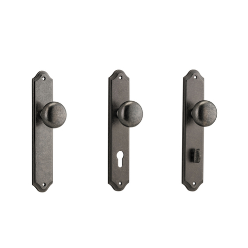 Iver Cambridge Door Knob on Shouldered Backplate Distressed Nickel