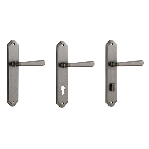 Iver Copenhagen Door Lever Handle on Shouldered Backplate Distressed Nickel