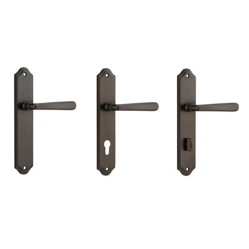 Iver Copenhagen Door Lever Handle on Shouldered Backplate Signature Brass