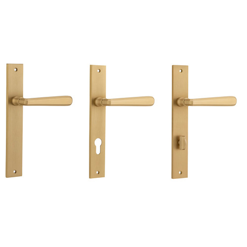 Iver Copenhagen Door Lever Handle on Rectangular Backplate Brushed Brass