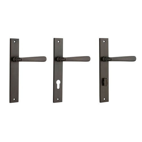 Iver Copenhagen Door Lever Handle on Rectangular Backplate Signature Brass