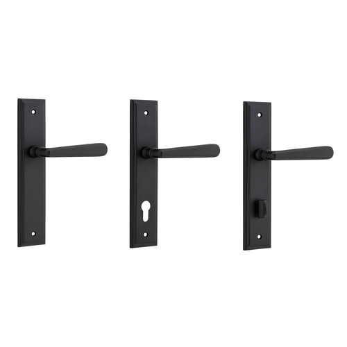 Iver Copenhagen Door Lever Handle on Stepped Backplate Matt Black