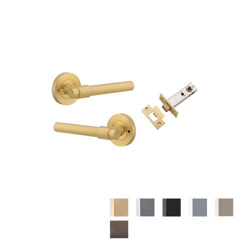 Iver Helsinki Door Lever Handle on Round Rose Inbuilt Privacy