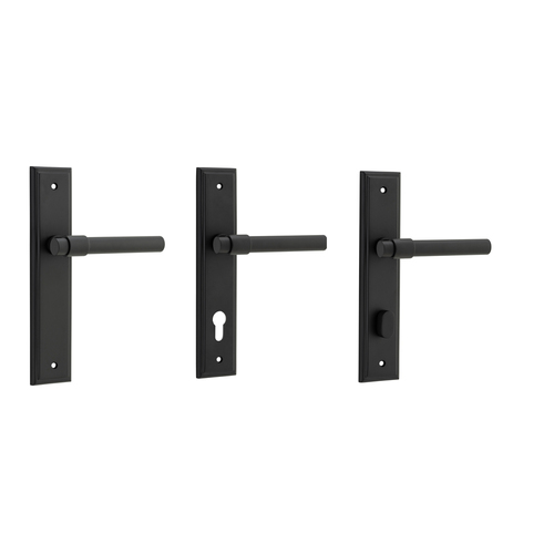 Iver Helsinki Door Lever Handle on Stepped Backplate Matt Black