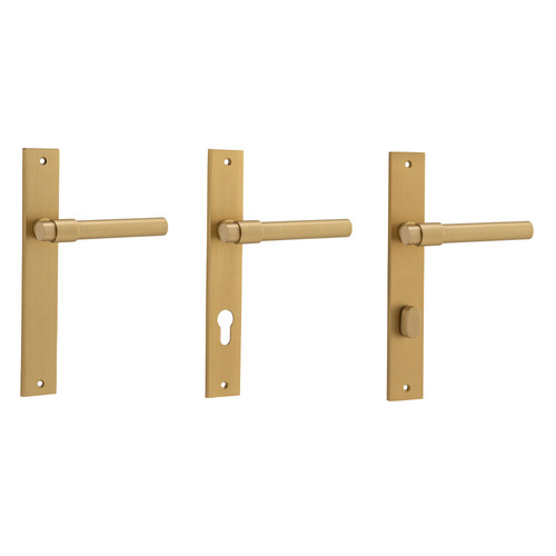 Iver Helsinki Door Lever Handle on Rectangular Backplate Brushed Brass
