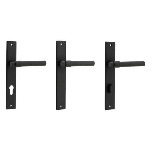 Iver Helsinki Door Lever Handle on Rectangular Backplate Matt Black