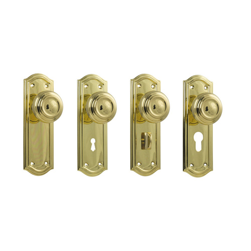 Tradco Kensington Door Knob on Backplate Polished Brass