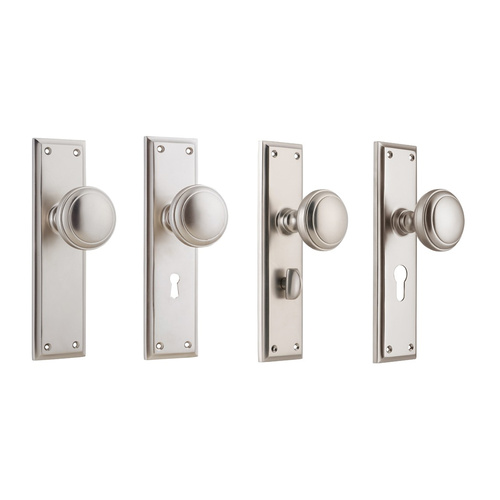 Tradco Milton Knob on Long Backplate Satin Nickel