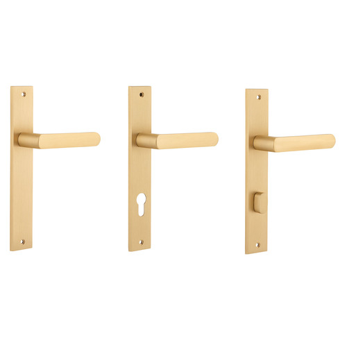 Iver Osaka Door Lever Handle on Rectangular Backplate Brushed Brass