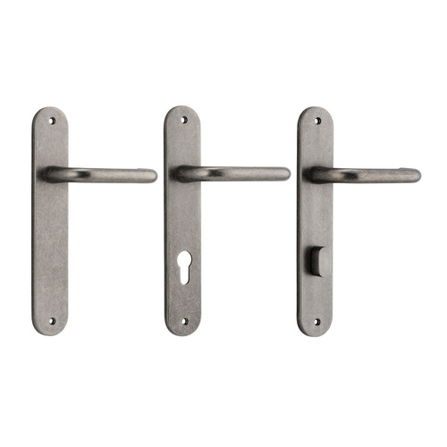 Iver Oslo Lever Door Handle on Oval Backplate Distressed Nickel