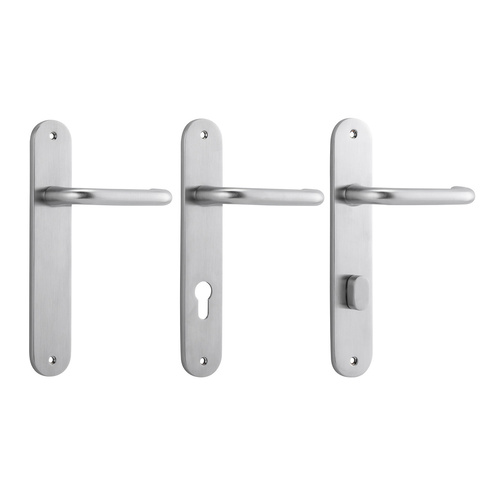 Iver Oslo Lever Door Handle on Oval Backplate Brushed Chrome