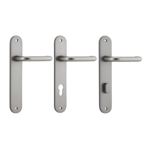 Iver Oslo Lever Door Handle on Oval Backplate Satin Nickel