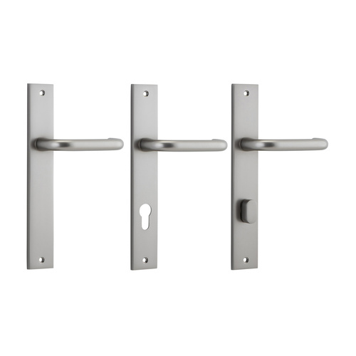Iver Oslo Lever Door Handle on Rectangular Backplate Satin Nickel