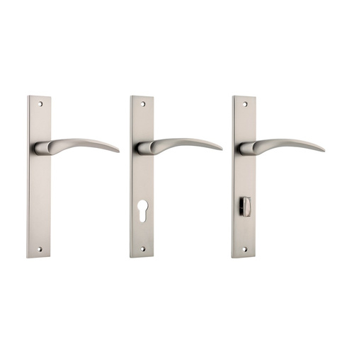 Iver Oxford Door Lever Handle on Rectangular Backplate Satin Nickel