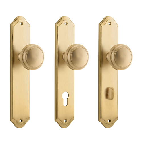 Iver Paddington Door Knob on Shouldered Backplate Brushed Brass