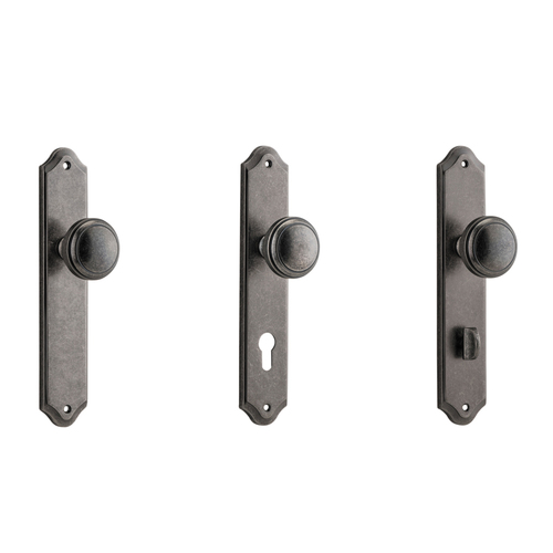 Iver Paddington Door Knob on Shouldered Backplate Distressed Nickel