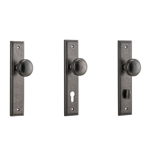 Iver Paddington Door Knob Stepped Backplate Distressed Nickel