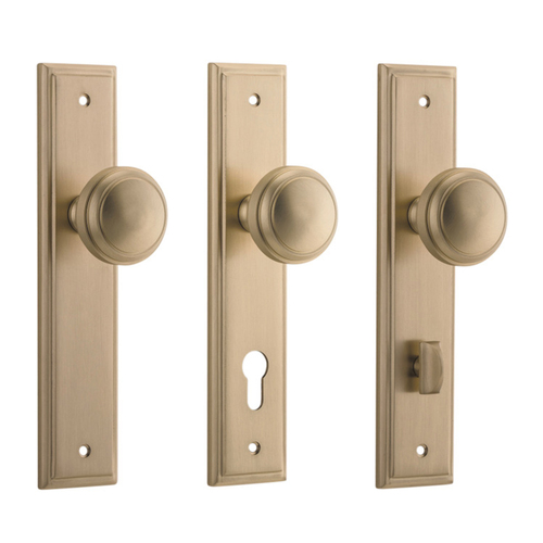 Iver Paddington Door Knob Stepped Backplate Brushed Brass