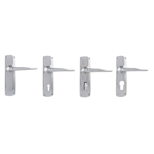 Tradco Retro Lever Door Handle on Rectangular Backplate Chrome Plated