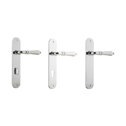 Iver Sarlat Lever Door Handle on Oval Backplate Chrome Plated