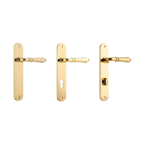 Iver Sarlat Door Lever Handle on Oval Backplate Polished Brass