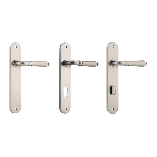 Iver Sarlat Lever Door Handle on Oval Backplate Satin Nickel