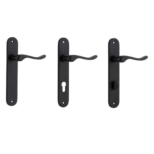 Iver Stirling Door Lever Handle on Oval Backplate Matt Black