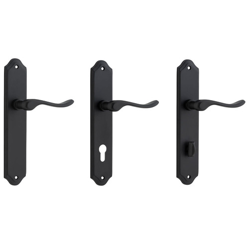 Iver Stirling Door Lever Handle on Shouldered Backplate Matt Black