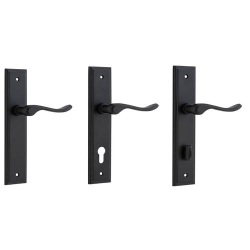 Iver Stirling Door Lever Handle on Stepped Backplate Matt Black