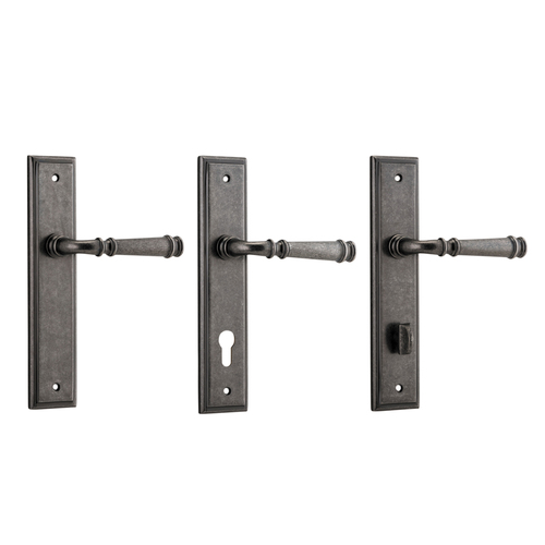 Iver Verona Door Lever Handle on Stepped Backplate Distressed Nickel