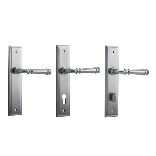 Iver Verona Door Lever Handle on Stepped Backplate Brushed Chrome
