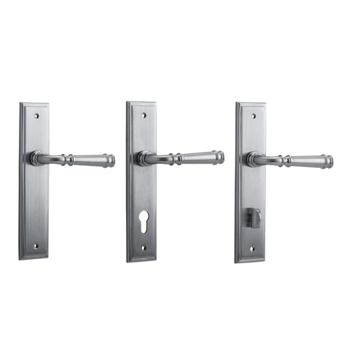 Iver Verona Door Lever Handle on Stepped Backplate Brushed Chrome