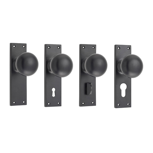 Tradco Victorian Knob on Long Backplate Matt Black
