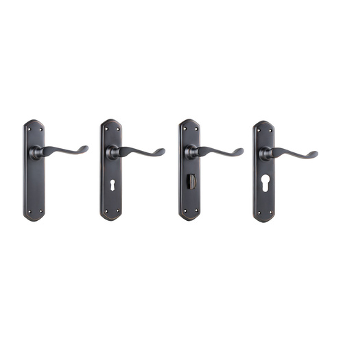 Tradco Windsor Lever Door Handle on Shouldered Backplate Antique Copper