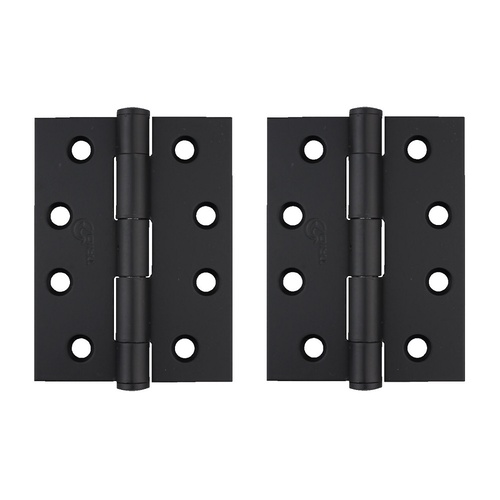 Trio Door BR2-175BLF Butt Hinge 100x75x2.5mm Fixed Pin Matt Black Pair