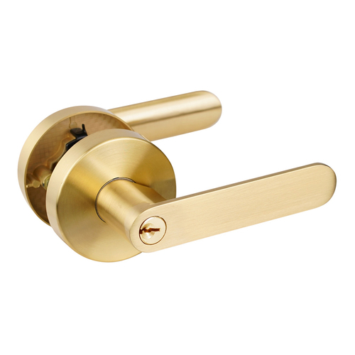 Trio Olympus Door Lever Handle on Round Rose Entrance Set Matt Gold WWL400MGC