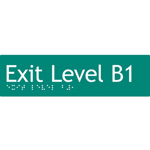 AS1428 Compliant Exit Sign B1 GREEN Basement 1 Braille 180x50x3mm