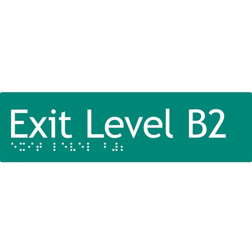 AS1428 Compliant Exit Sign B2 GREEN Basement 2 Braille 180x50x3mm
