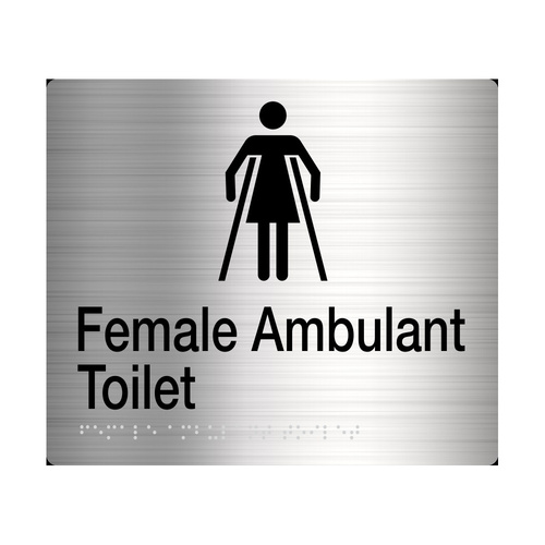 Tim The Sign Man Female Ambulant Toilet Sign Braille Stainless Steel FAT-SS