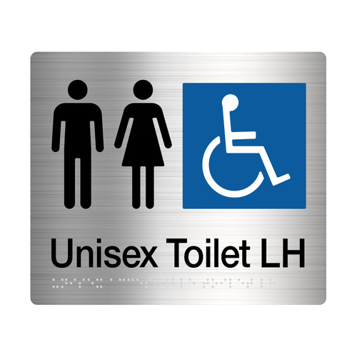 Tim The Sign Man Female Disabled Toilet Left Hand Amenity Sign Braille Stainless Steel FDT/LH-SS